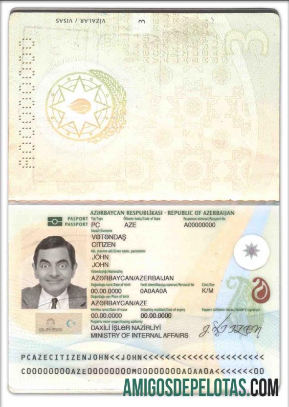 Passaporte do Azerbaijão exemplo
